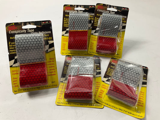 (5) Magic Mounts 3521 Red & Silver 2'' X 18'' Safety Reflective Conspicuity Tape
