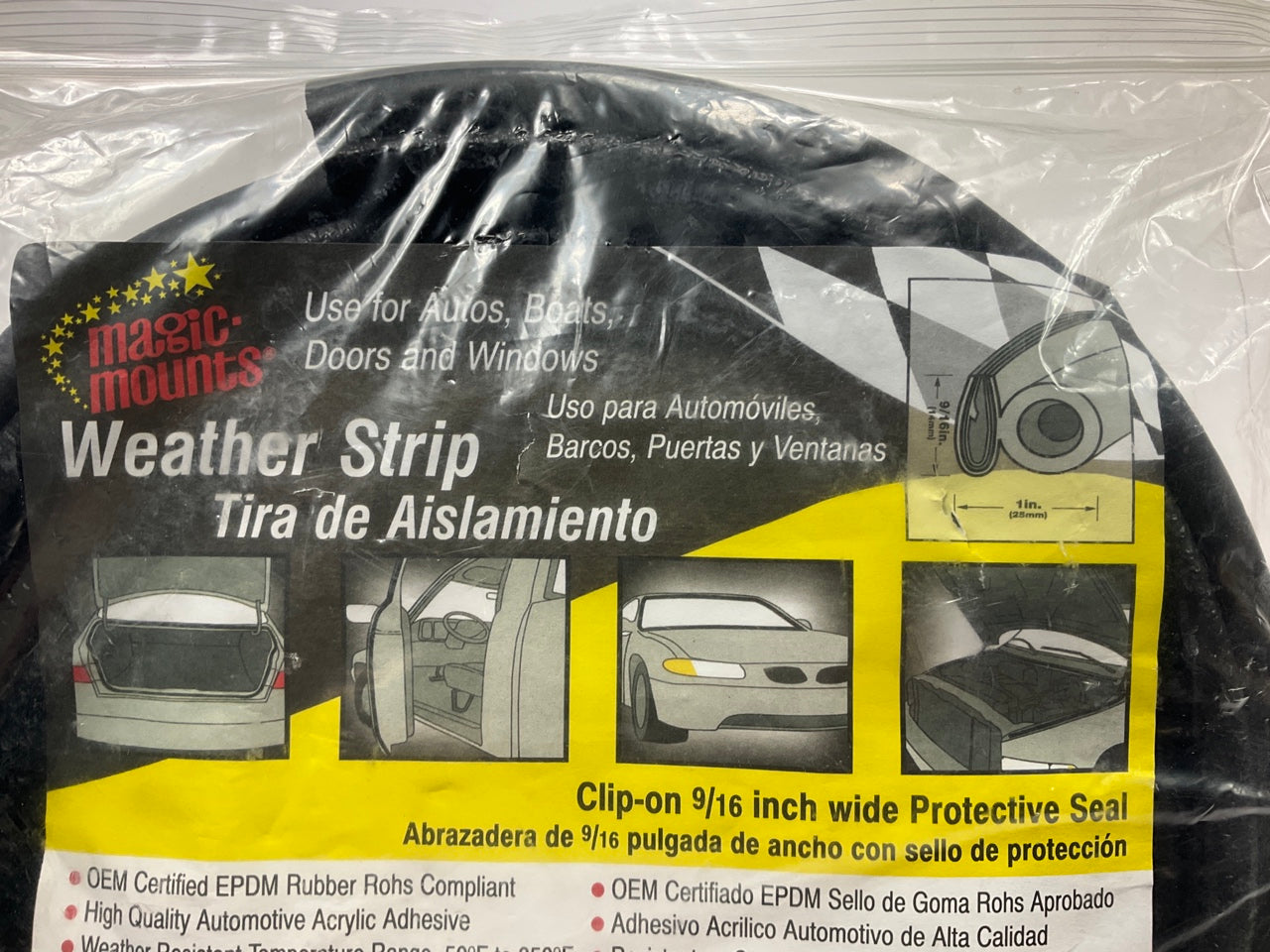 Magic Mounts 3554 Weather Strip Bulb Seal Clip-On Weatherstrip 9/16''x1''x10 FT