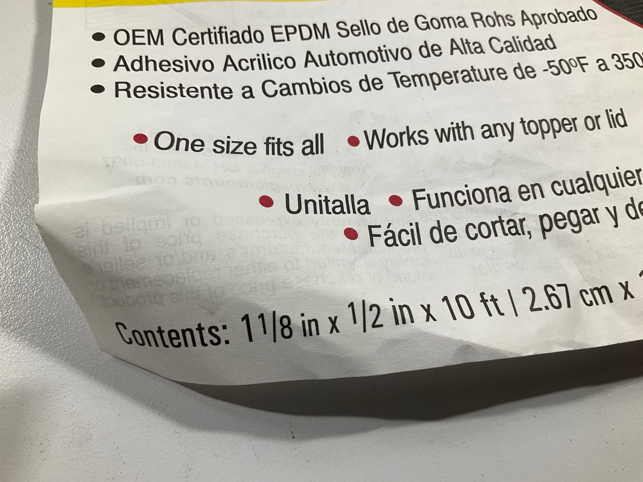 Magic Mounts 3558 Self-Adhesive Weatherstrip Seal 1/2'' Wide, 1-1/8'''' Tall X 10'
