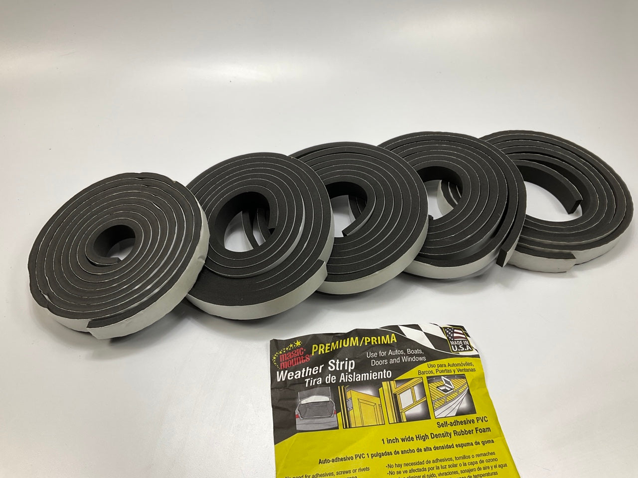 5 Rolls - 1'' X 5/16''x10 Feet Premium High Density Rubber Foam Weather Strip Seal