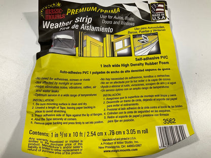 1'' W X 5/16'' Tall X 10 Feet Premium High Density Rubber Foam Weather Strip Seal