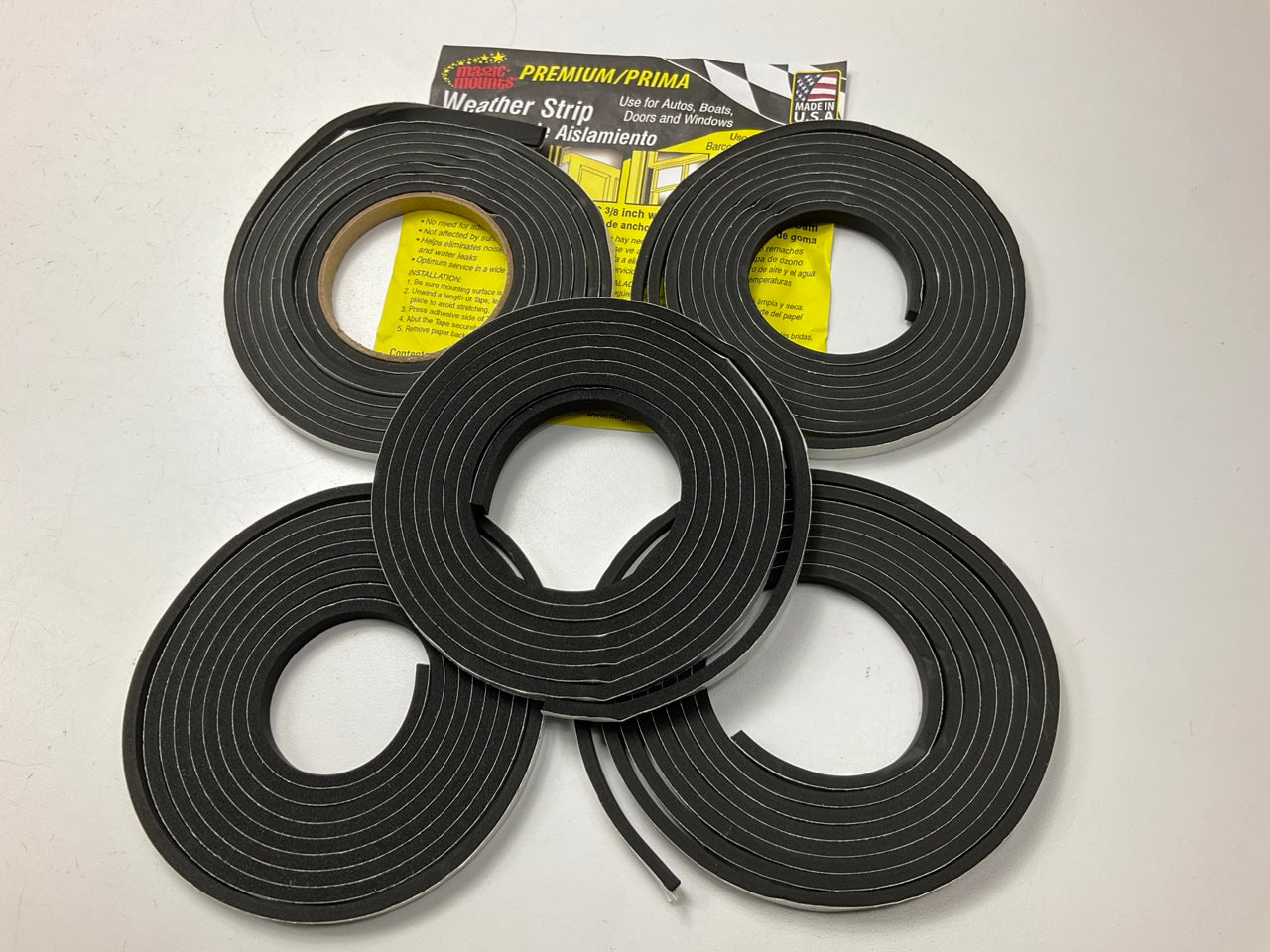(5) Magic Mounts 3563 Self-adhesive PVC Weatherstrip Seal 3/8'' X 3/16'' 10 FEET