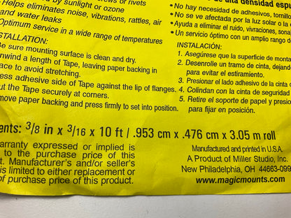 (5) Magic Mounts 3563 Self-adhesive PVC Weatherstrip Seal 3/8'' X 3/16'' 10 FEET