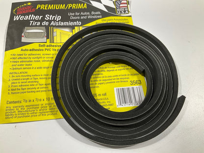 Magic Mounts 3563 Premium Self-adhesive PVC Weatherstrip Seal 3/8'' X 3/16'' 10 FT