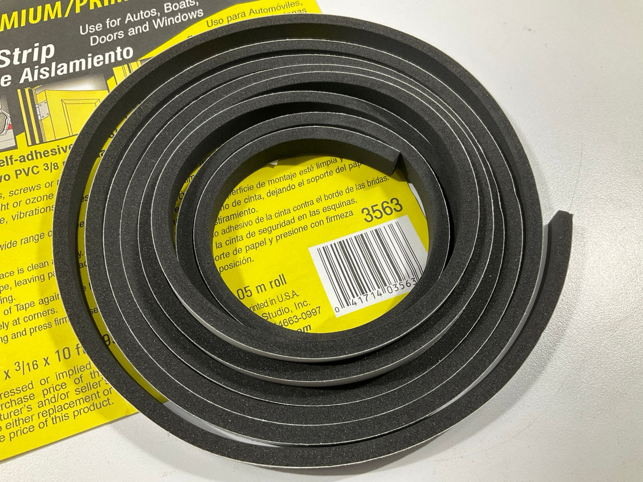 Magic Mounts 3563 Premium Self-adhesive PVC Weatherstrip Seal 3/8'' X 3/16'' 10 FT