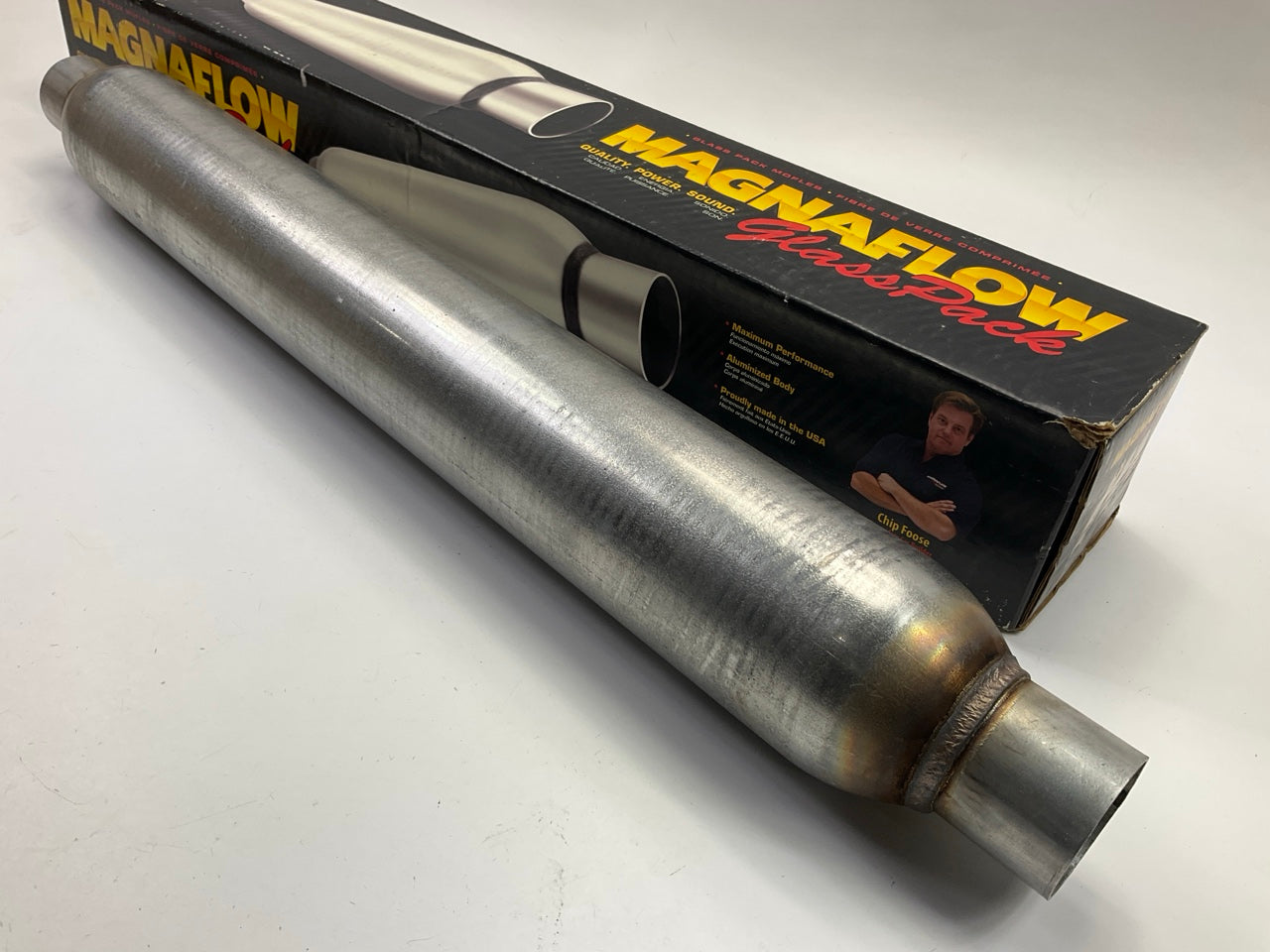 MagnaFlow 18144 Large Stainless Steel Glasspack Muffler, 2'' Inlet, 2'' Out, 30'' L