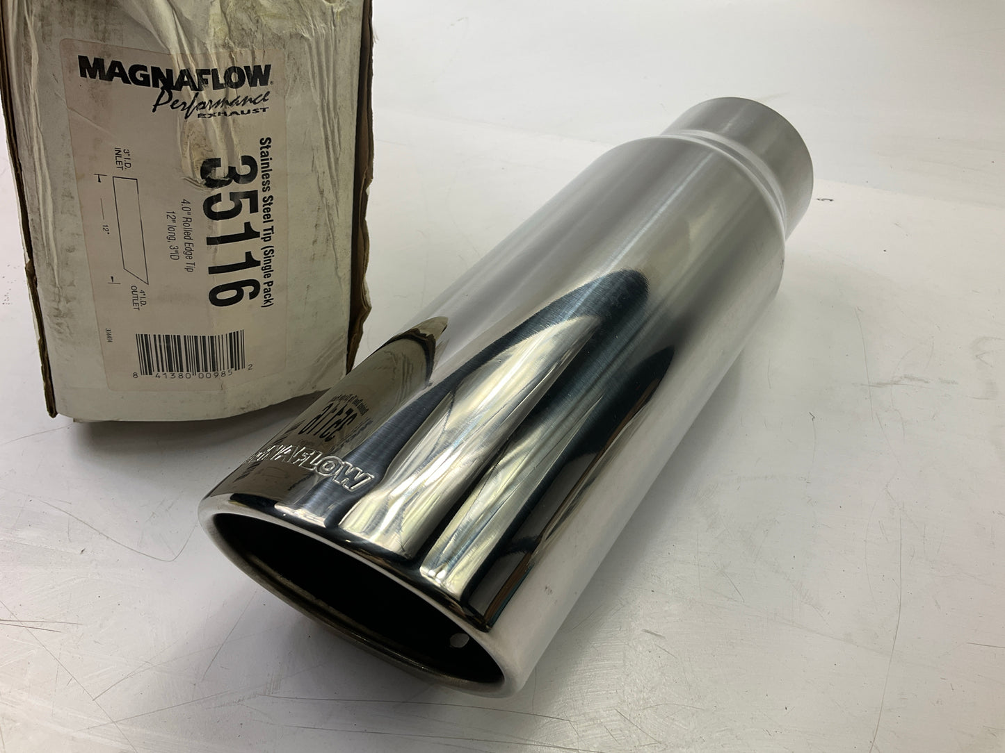 Magnaflow 35116 Stainless Steel Exhaust Tip, 12'' Long, 4'' Rolled Edge, 3'' ID