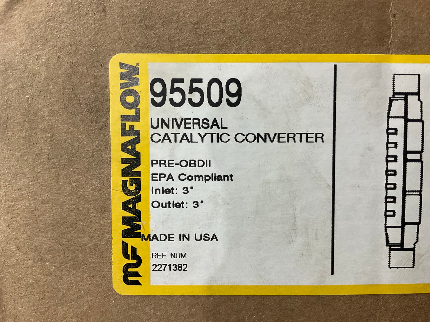 Magnaflow 95509 Universal OBD1 Catalytic Converter Inlet 3'', Outlet 3''