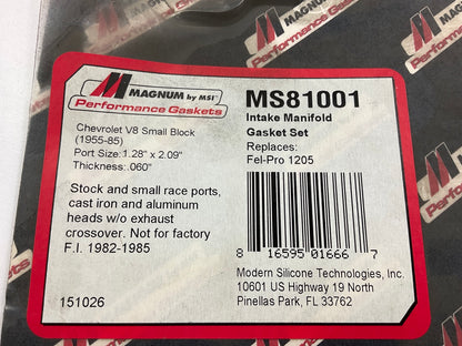 Magnum MS81001 Intake Manifold Gasket Set - SBC 1.28''x2.09'' Ports, 0.060'' Thick