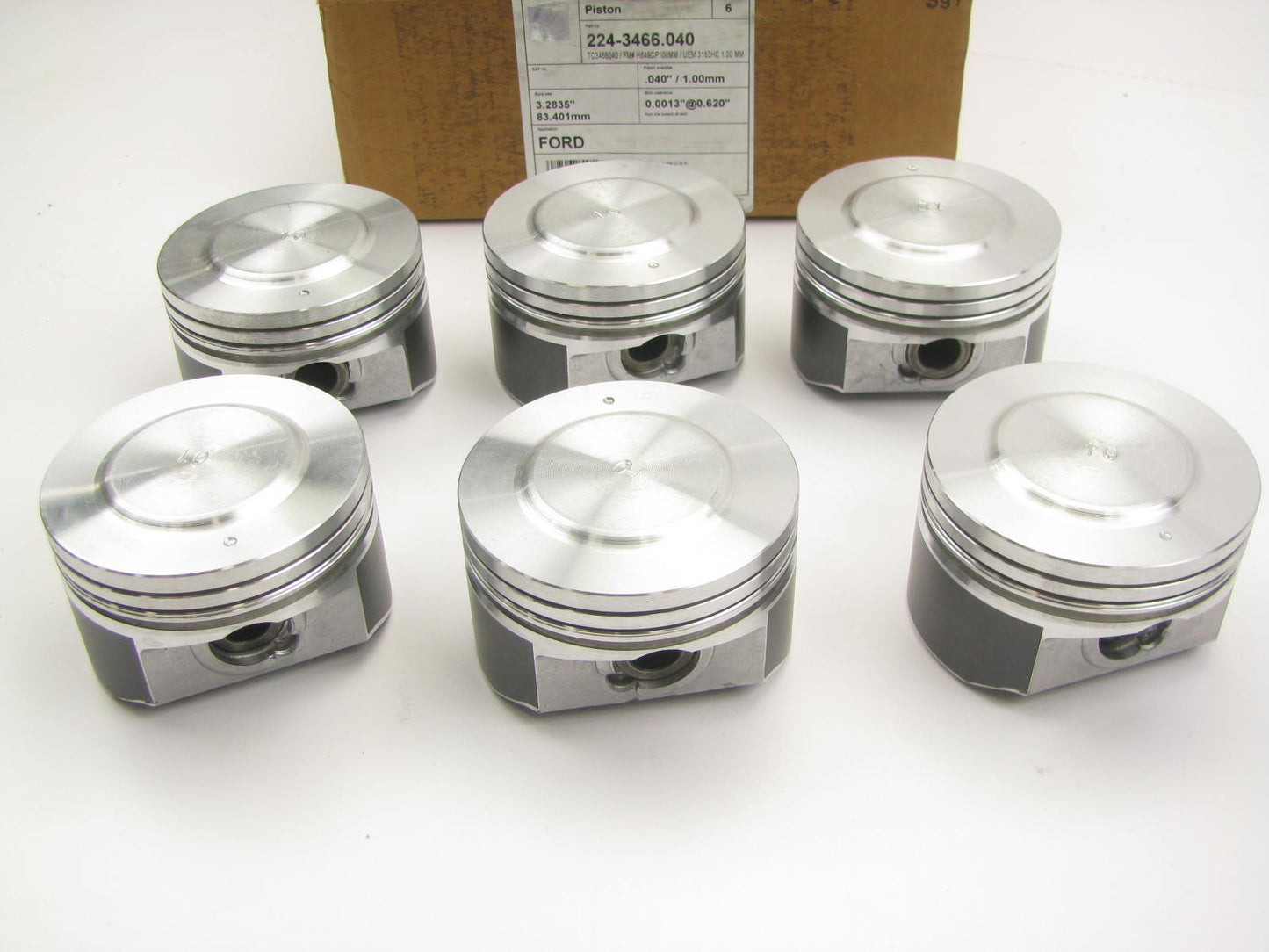 (6) Mahle 224-3466-040 Engine Pistons .040'' For 1998-2000 Ford 2.5L DOHC