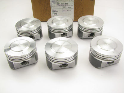 (6) Mahle 224-3466-040 Engine Pistons .040'' For 1998-2000 Ford 2.5L DOHC