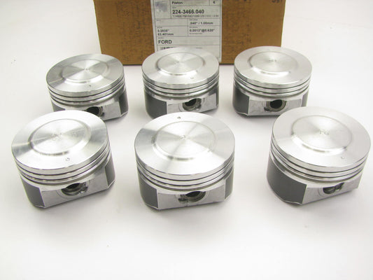 (6) Mahle 224-3466-040 Engine Pistons .040'' For 1998-2000 Ford 2.5L DOHC