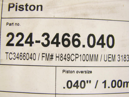 (6) Mahle 224-3466-040 Engine Pistons .040'' For 1998-2000 Ford 2.5L DOHC