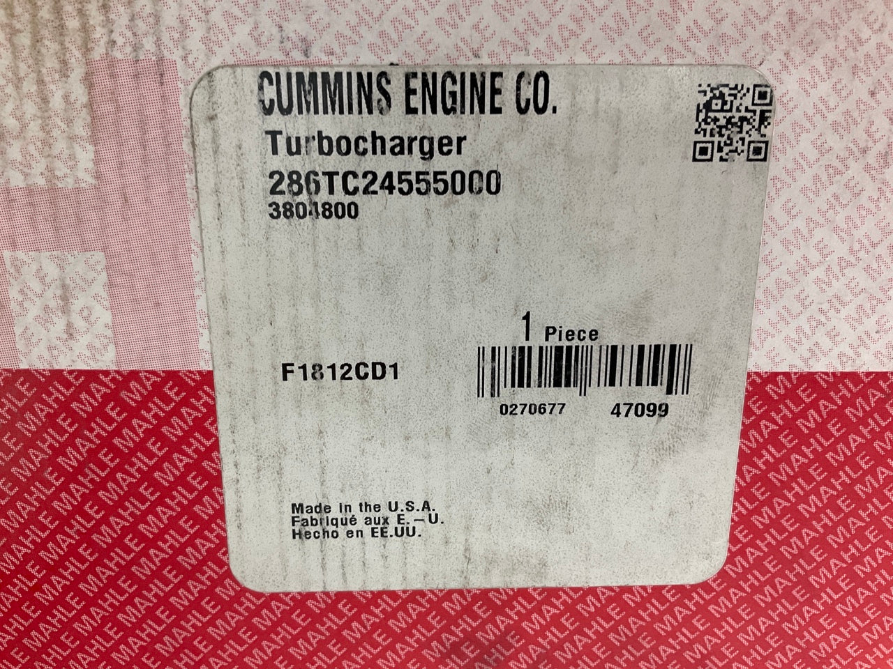 New Mahle 286TC24555000 Turbocharger Turbo Cummins NTA14 Borg Warner 172033