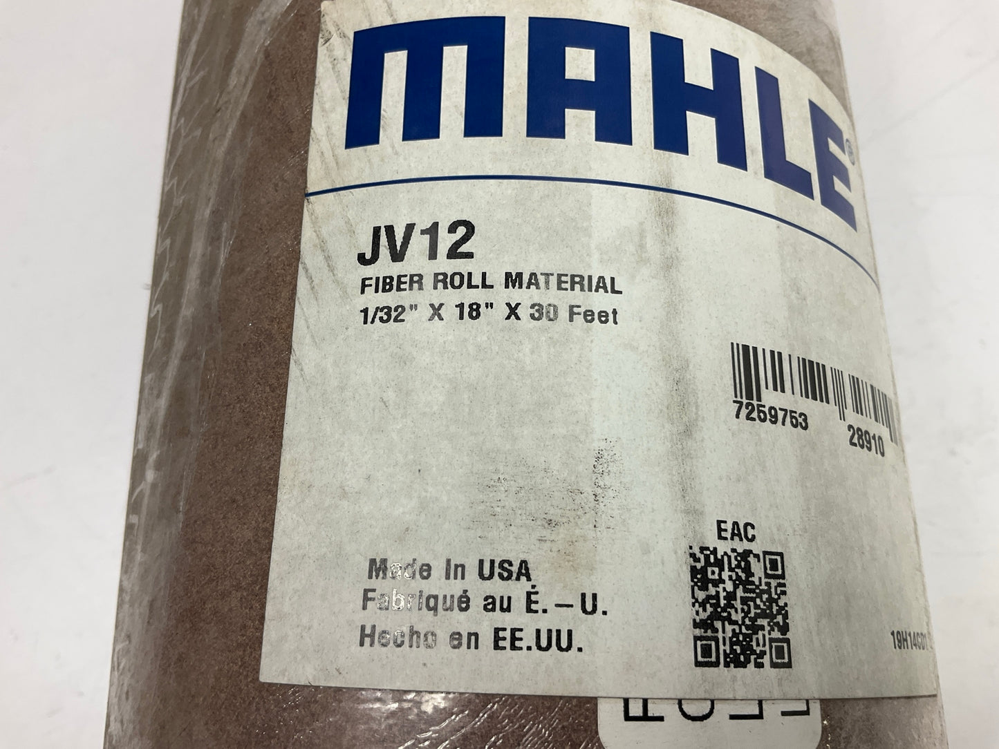 MAHLE JV12 Fiber Roll Gasket Making Material Roll 1/32'' X 18'' X 30 Feet