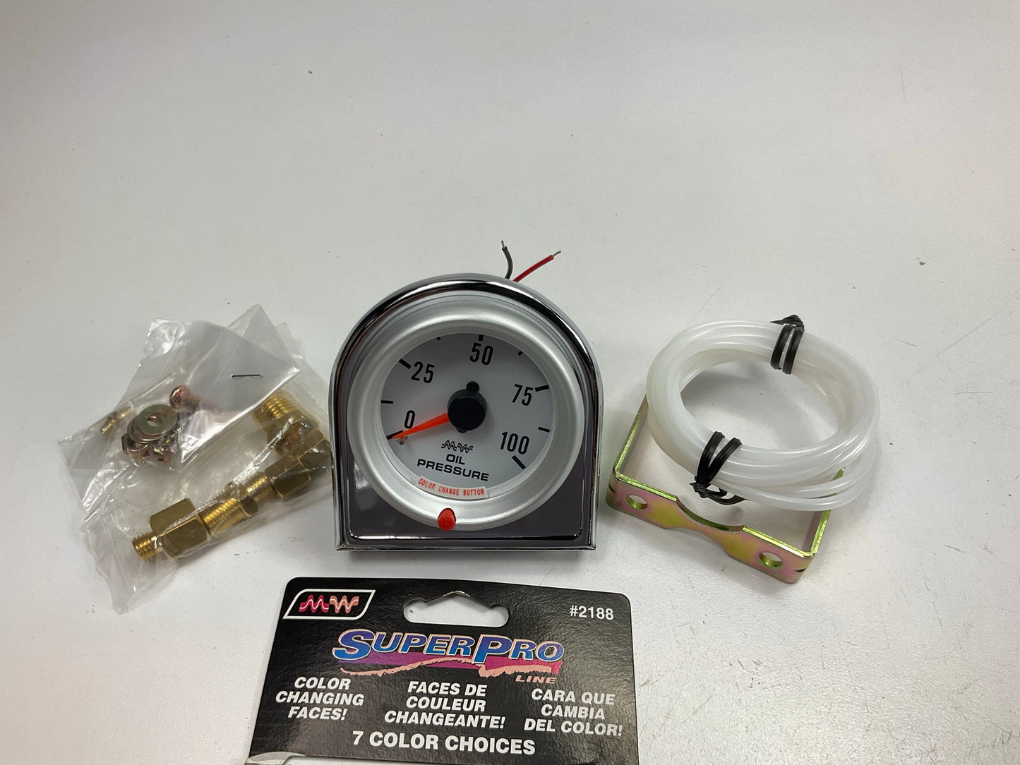 Make Waves 2188 2-1/8'' Mechanical Oil Pressure Gauge - 7 Color Choices