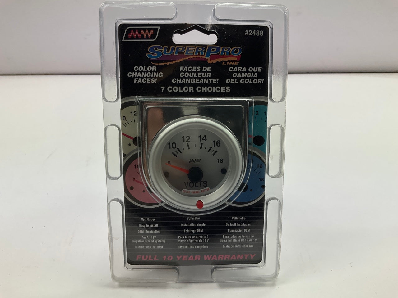 Make Waves 2488 2''  Volt Meter Gauge, 7 Colors