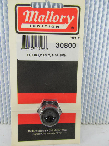 8 An Fuel Port Plug 3/4 -16  Black Aluminum O-Ring Plug Mallory 30800