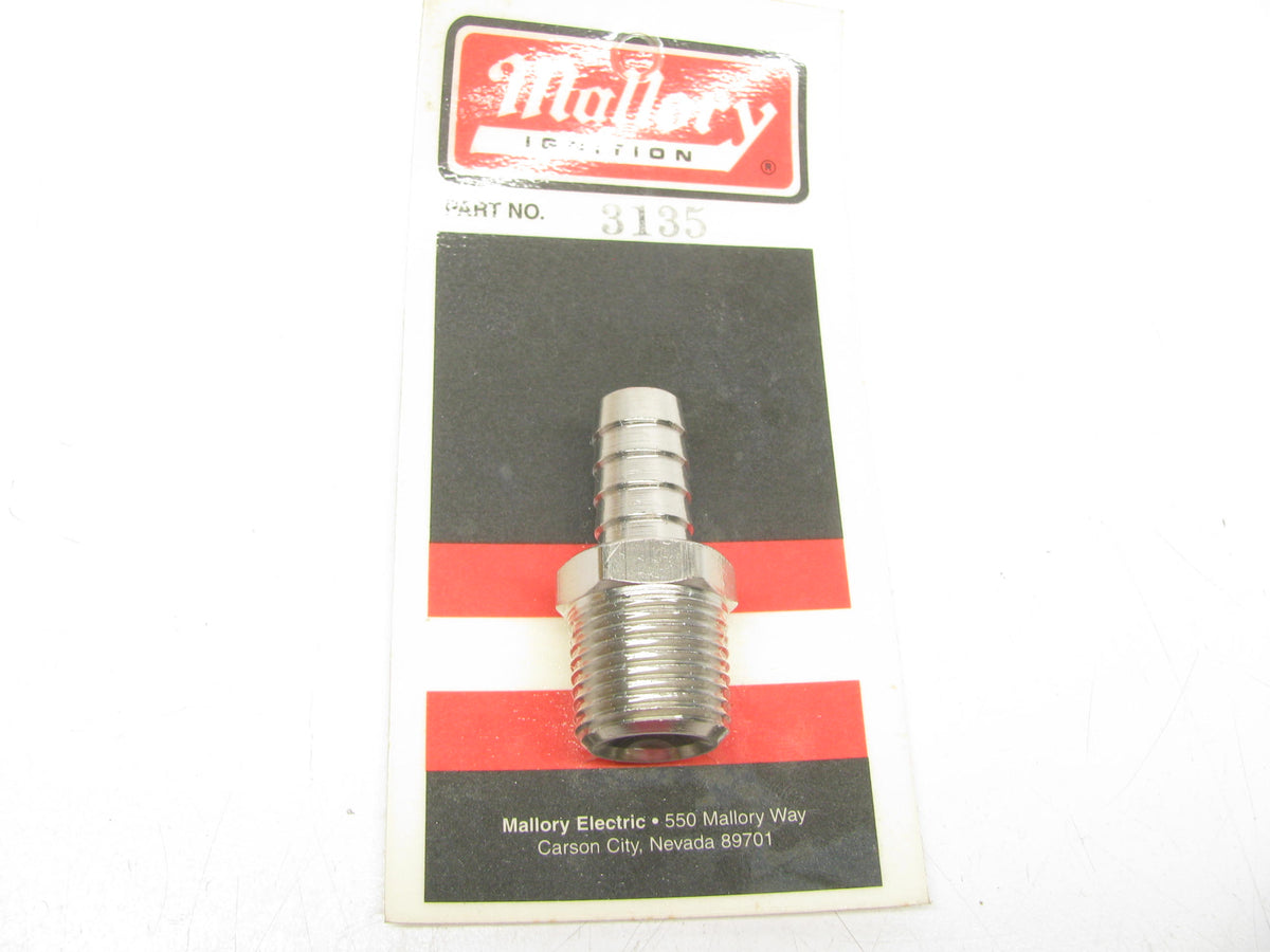 Mallory 3135 1/2'' Hose Barb To 1/2'' Male NPT - Stainless Steel Fitting