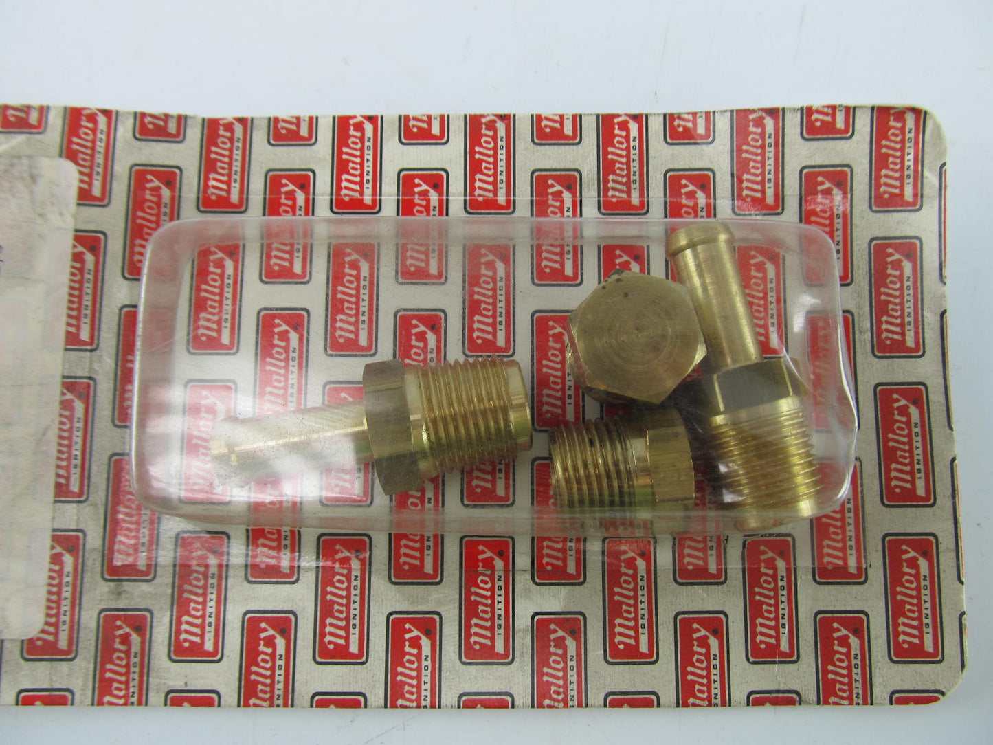 (x2) 3/8'' NPT Barb Fuel,  Water Fitting (x2) 3/8'' NPT Plugs Mallory 3145