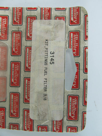(x2) 3/8'' NPT Barb Fuel,  Water Fitting (x2) 3/8'' NPT Plugs Mallory 3145