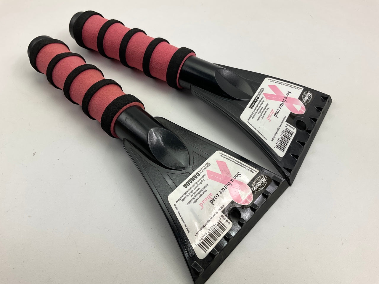 (2) Hopkins 994PKUS Mallory Pink Snow Tools 10'' Ice Scraper - 2 PACK