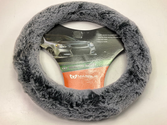 Masque 10774 Black & Gray 2 Tone Furry Steering Wheel Cover, 14''-15'' Diameter