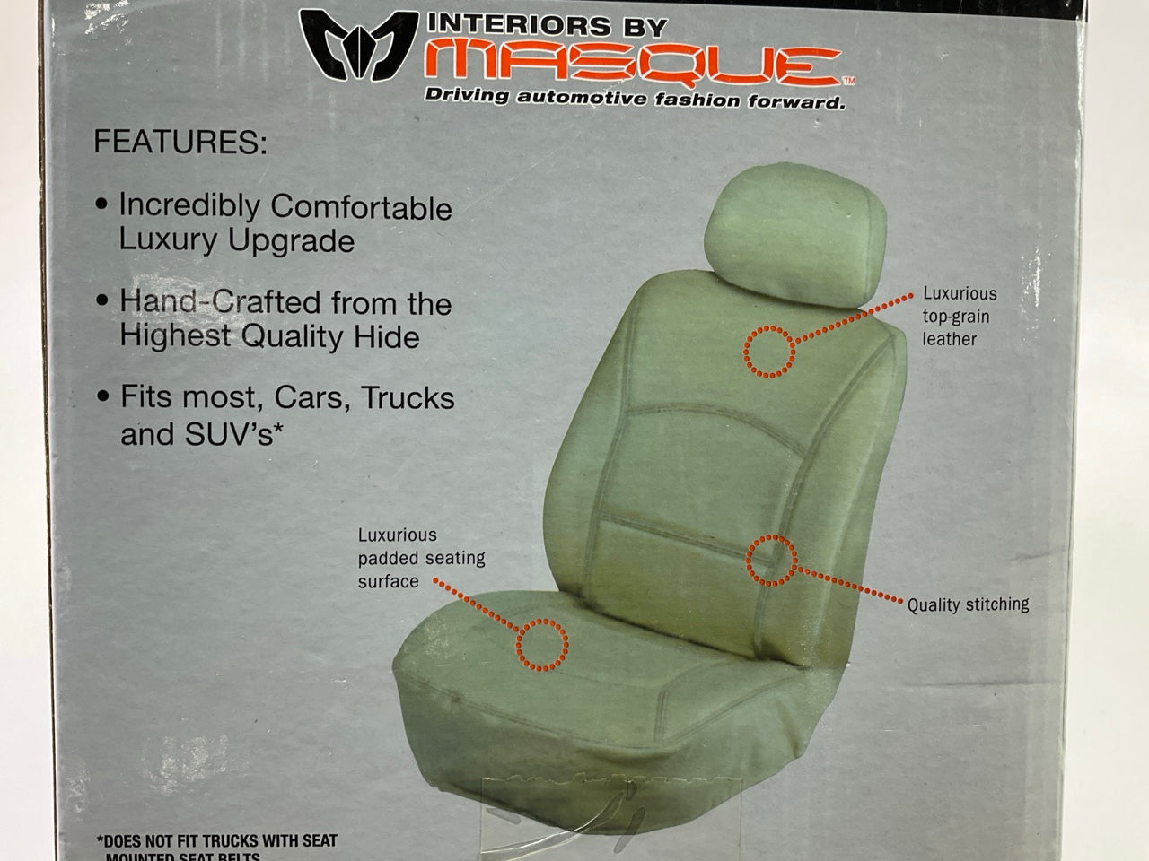 (2) Masque 63015 Low Back Leather Seat Covers, Tan - DOES 2 SEATS