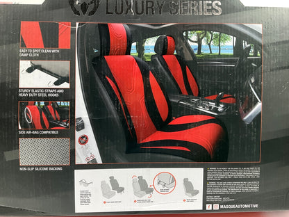 (2) Masque 63056 Red Racer Luxury Universal Seat Cover