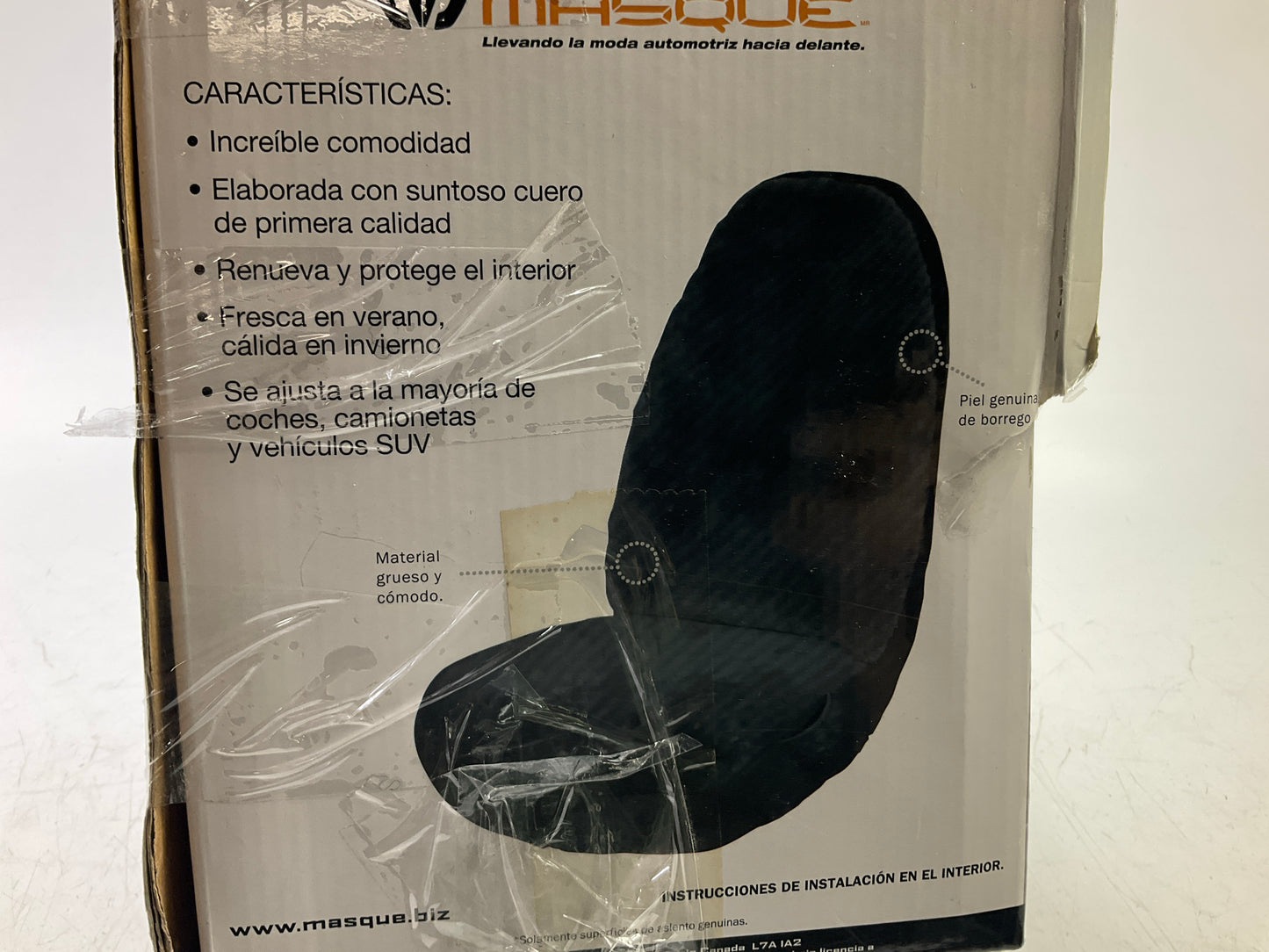 OPEN BOX - Masque 63811 High Back Genuine Sheepskin Seat Cover, Black
