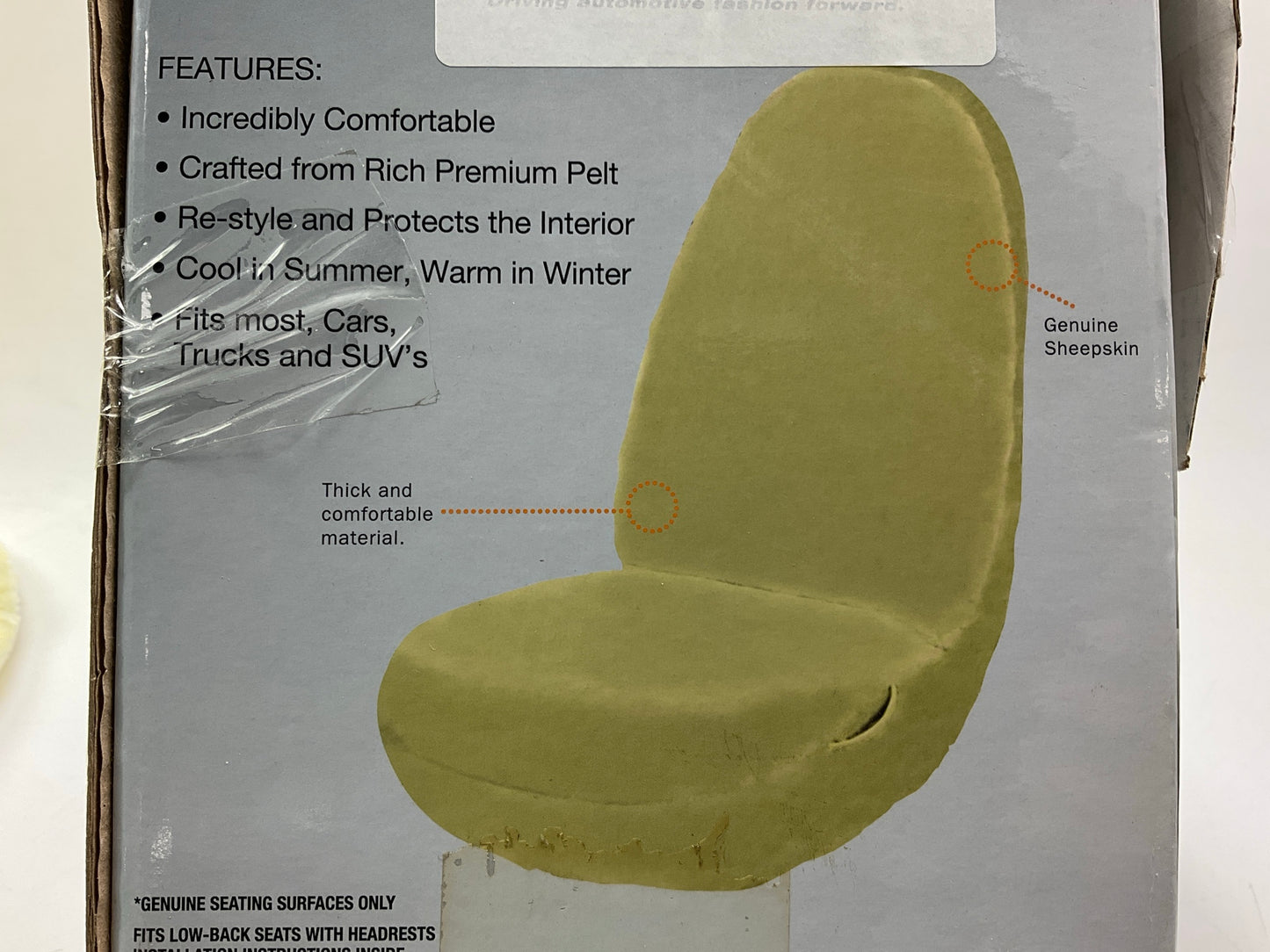 OPEN BOX - Masque 63813 Genuine Sheepskin Seat Cover For Most Cars/Trucks/SUV's