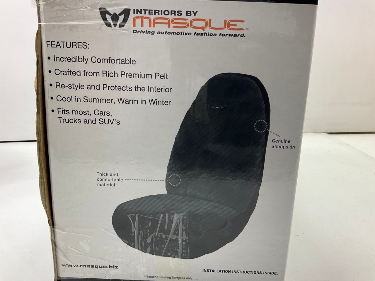 (2) Masque 63814 GRAY Genuine Sheepskin Seat Covers