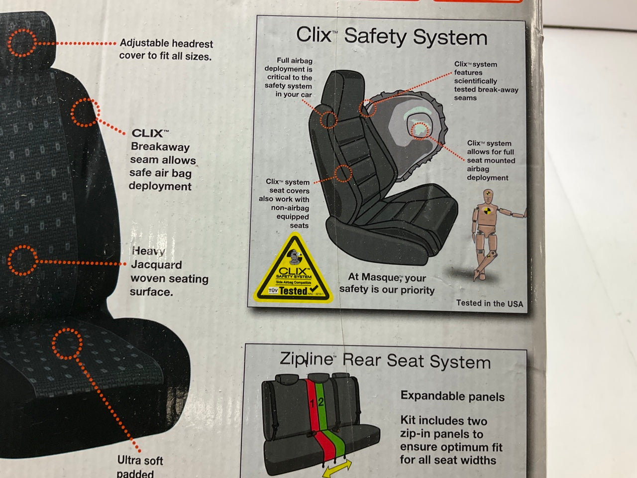 Masque 67224ES GRAY Truck / SUV Seat Cover Kit - 2 Bucket Seats & 1 Bench Seat