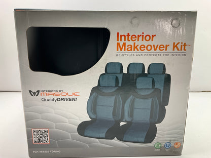 Masque 67225 Torino 4 PIECE Interior Makeover Seat Cover Kit, Black / Blue