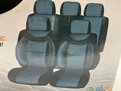 Masque 67225 Torino 4 PIECE Interior Makeover Seat Cover Kit, Black / Blue