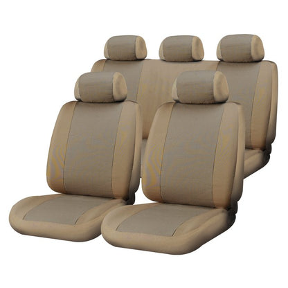 Masque 67226 Padova Tan 2-Row Seat Cover Set: Covers Front & Rear Seats