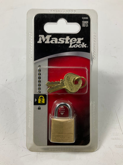 (5) Master Lock # 120D Solid Brass Padlock 7/16'' Pad Lock For Cabinet Locker