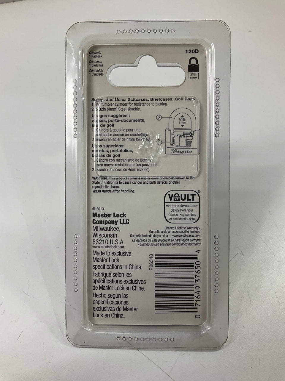 (5) Master Lock # 120D Solid Brass Padlock 7/16'' Pad Lock For Cabinet Locker