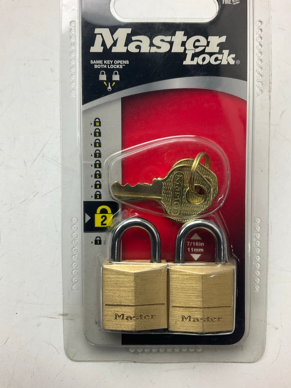 Master Lock 120T 3/4in (19mm) Wide Solid Brass Body Padlock, 2-Pack
