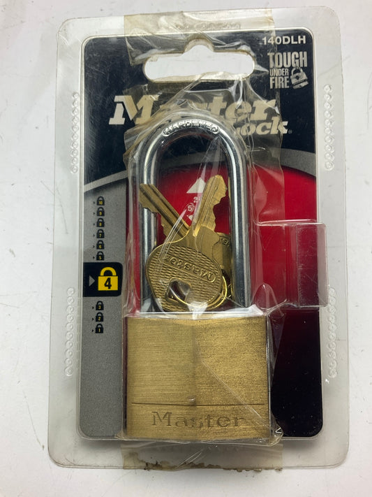 Master Lock 140Dlh Padlock, Keyed Different, Long Shackle, Rectangular Brass