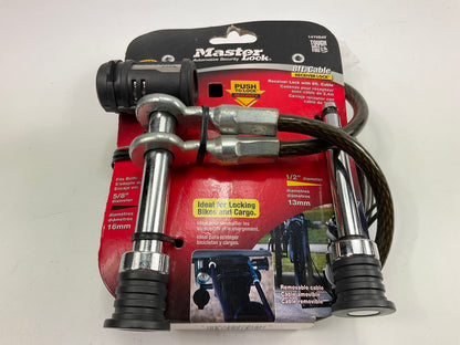 Master Lock 1470DAT 5/8'' & 1/2'' Trailer Hitch Receiver Lock 8' Removable Cable