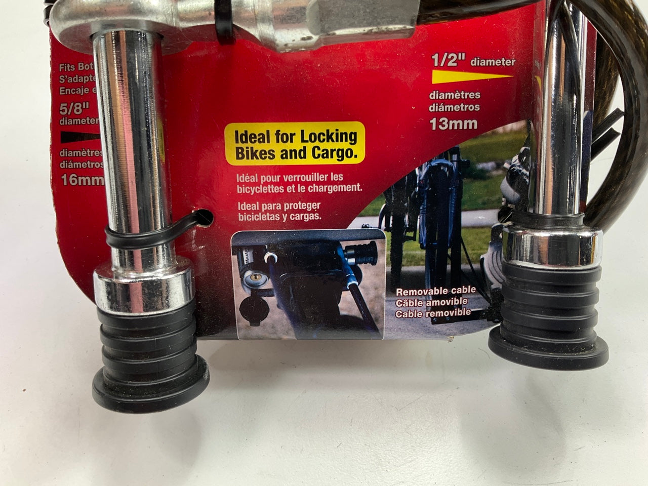 Master Lock 1470DAT 5/8'' & 1/2'' Trailer Hitch Receiver Lock 8' Removable Cable