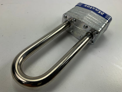 Master Lock 1DLJ Laminated Steel Long Shackle 2.5'' Padlock- 2 Keys