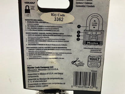 Master Lock 1SSKADLF Padlock, Laminated Stainless Steel Lock, 1-3/4 In. Wide