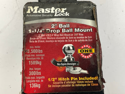 Missing: Receiver Pin And Clip - Master Lock 3493AT Class II 2'' Hitch Ball Mount