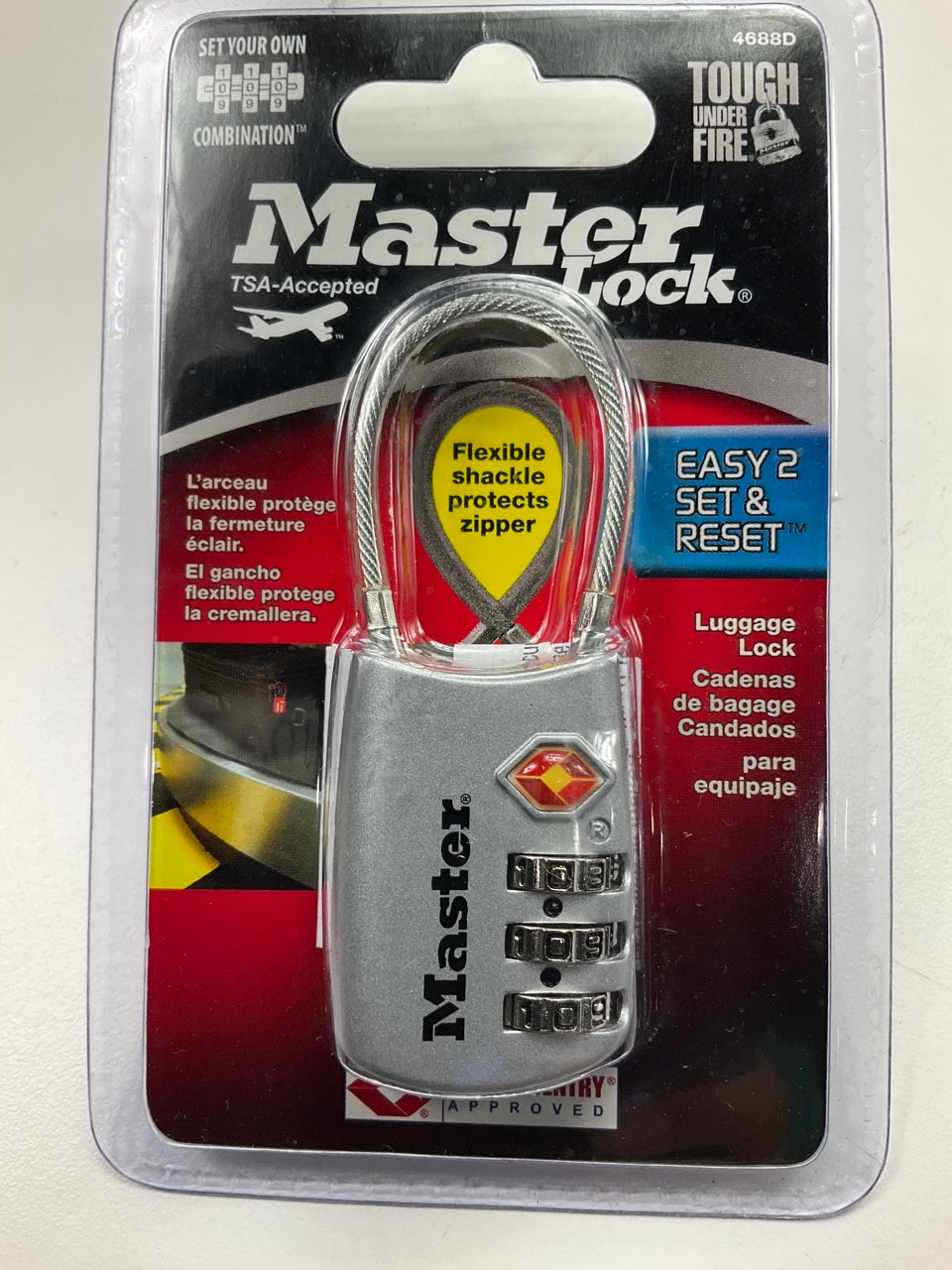 Master Lock 4688D 1-3/16'' (30mm) Wide, TSA-Approved Luggage Lock, Set Own Combo