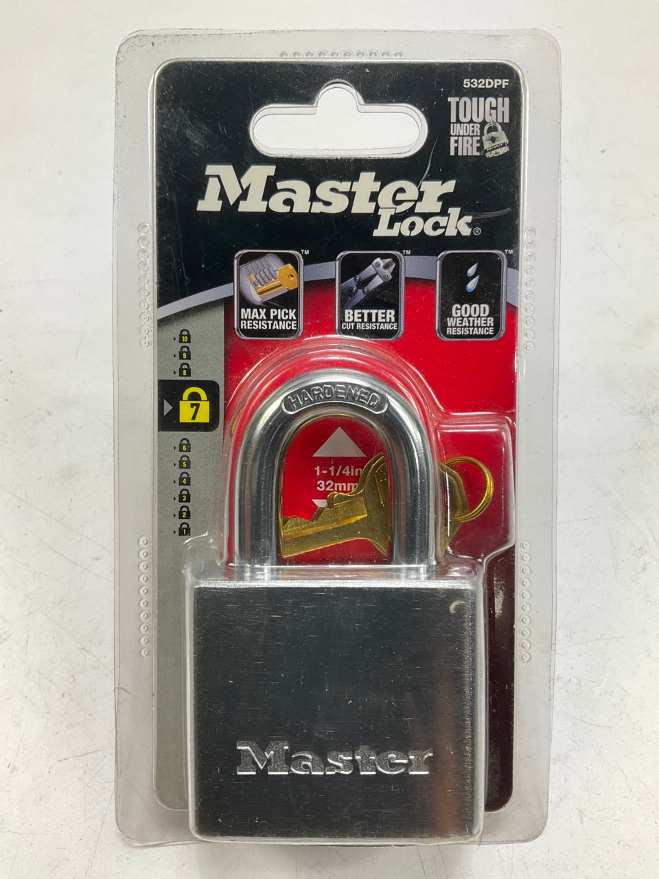NEW Master Lock 532DPF Padlock W/ Chrome Plated Body Ball Bearing Locking 5 Pin