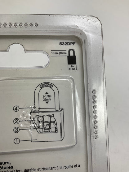 NEW Master Lock 532DPF Padlock W/ Chrome Plated Body Ball Bearing Locking 5 Pin