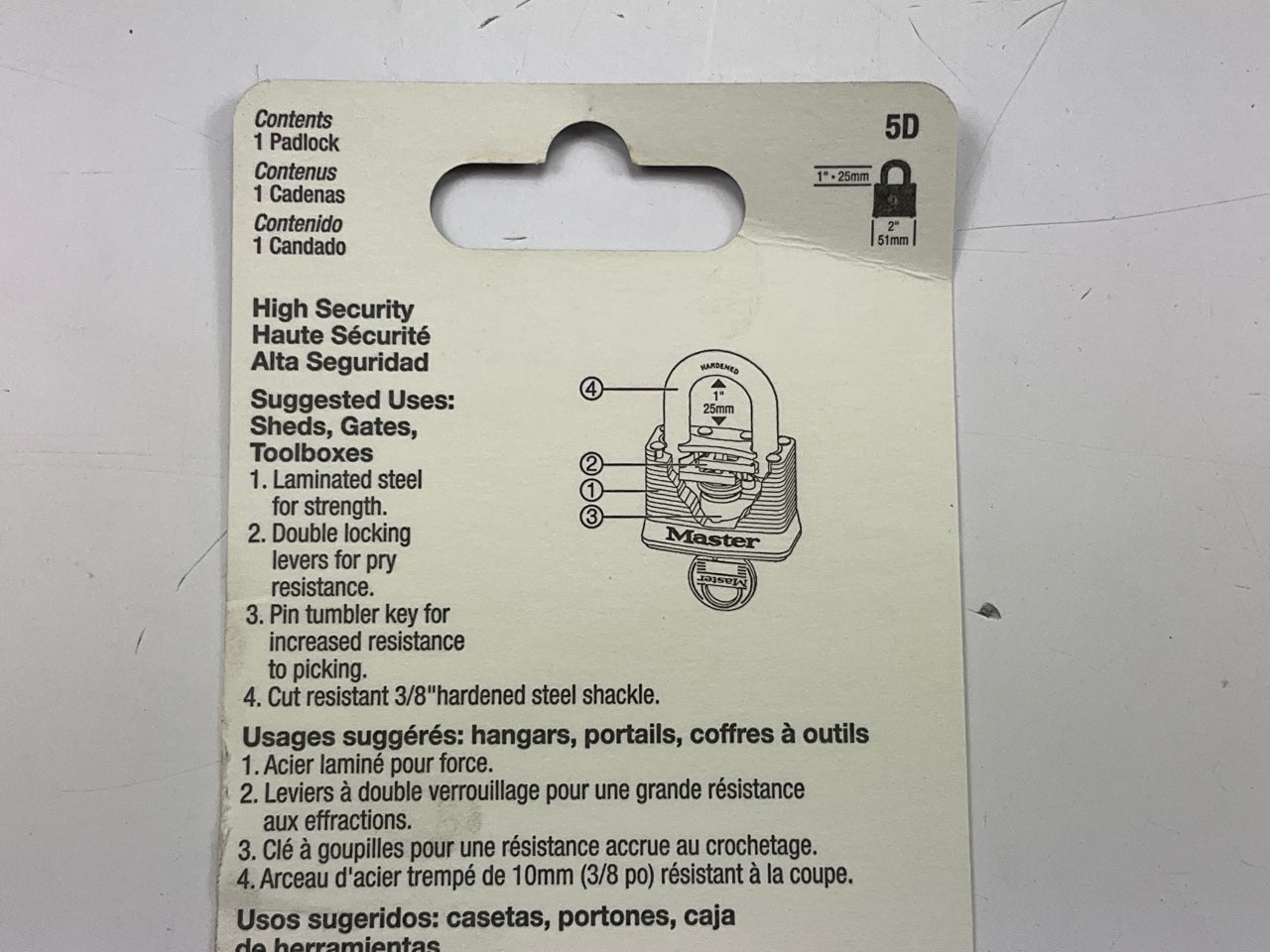 Master Lock 5D  2 In. Wide Laminated Steel 4-Pin Cylinder Padlock
