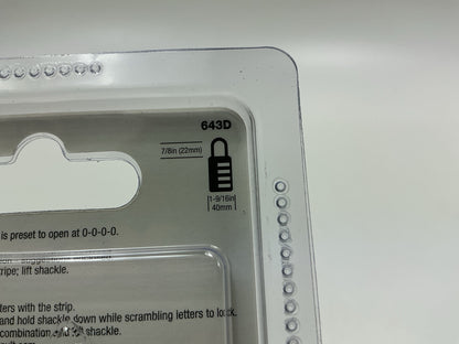 Master Lock 643D Set Your Own Combination Padlock Pad Lock